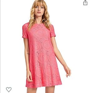 Coral Lace Short Sleeve Summer Dress
